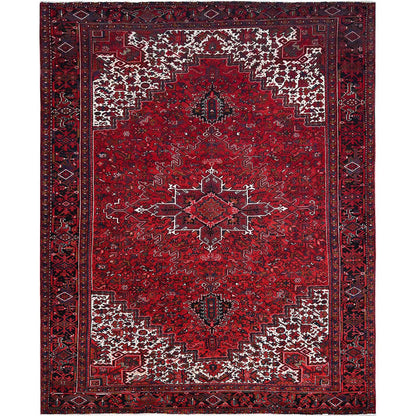 Heriz Wool Hand Knotted Rug Red Black 10.0X12.10 -O0182