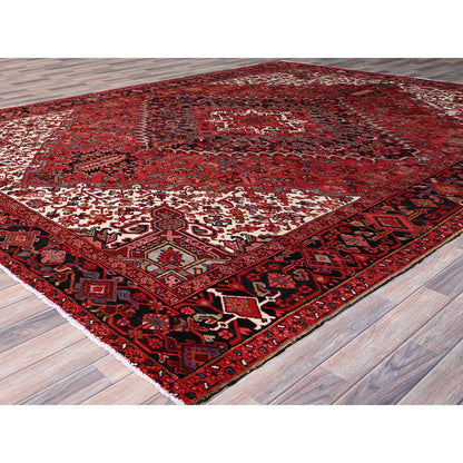 Heriz Wool Hand Knotted Rug Red Black 10.5X12.8 -O0183