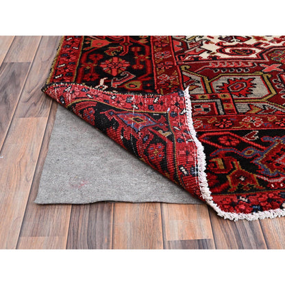 Heriz Wool Hand Knotted Rug Red Black 10.5X12.8 -O0183