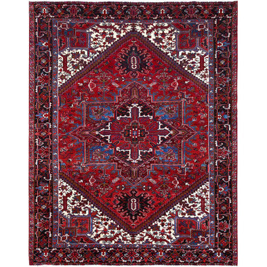 Heriz Wool Hand Knotted Rug Red Black 8.9X10.10 -O0184