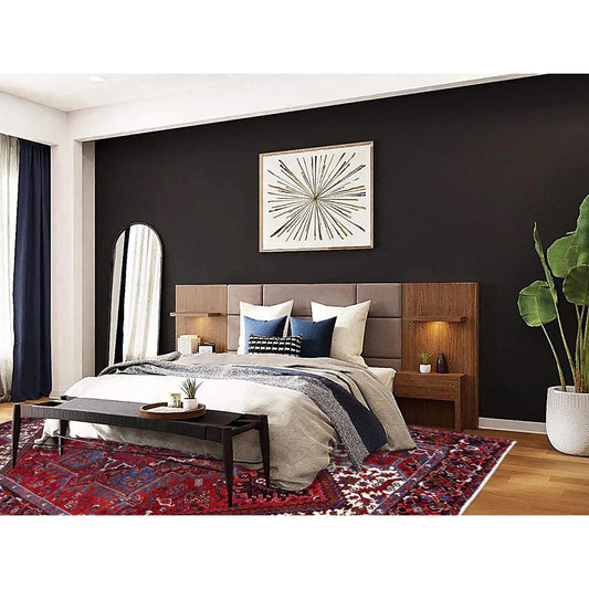 Heriz Wool Hand Knotted Rug Red Black 8.9X10.10 -O0184