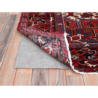 Heriz Wool Hand Knotted Rug Red Black 8.9X10.10 -O0184