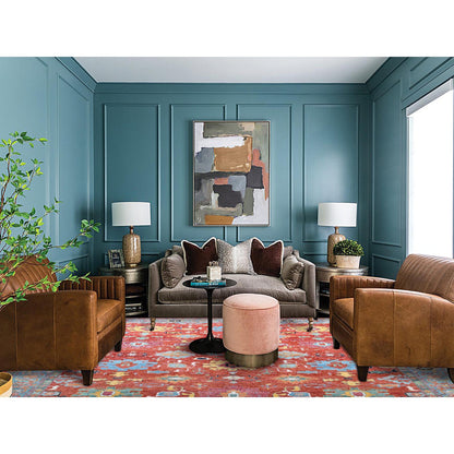 Heriz Wool Hand Knotted Rug Orange Uranian Blue 9.10X14.2 -O0186