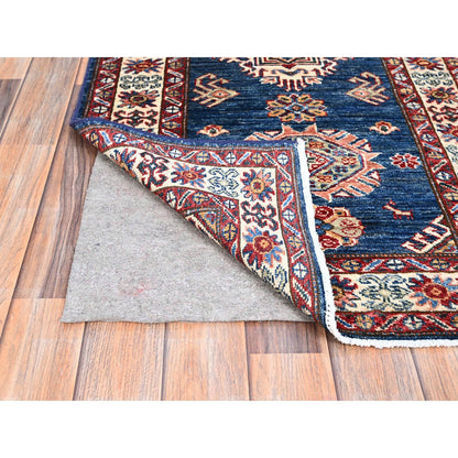 Kazak Wool Hand Knotted Rug Blue Ivory 2.6X6.8 -O0188