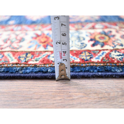Kazak Wool Hand Knotted Rug Blue Ivory 2.6X6.8 -O0188