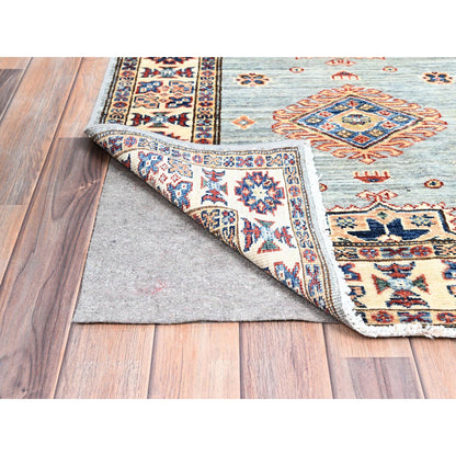 Kazak Wool Hand Knotted Rug Grey Ivory 2.9X15.5 -O0190
