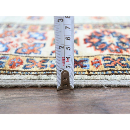 Kazak Wool Hand Knotted Rug Grey Ivory 2.9X15.5 -O0190
