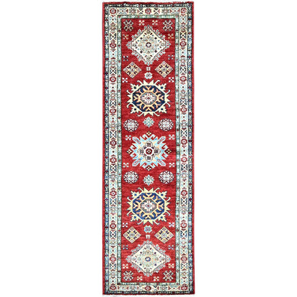 Kazak Wool Hand Knotted Rug Red Ivory 1.11X6.1 -O0191
