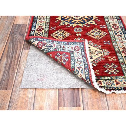 Kazak Wool Hand Knotted Rug Red Ivory 1.11X6.1 -O0191