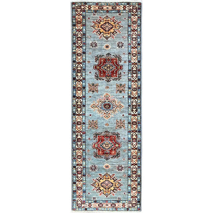Kazak Wool Hand Knotted Rug Grey Beige 2.0X6.1 -O0198