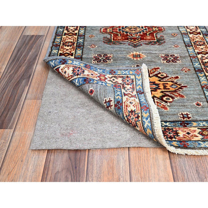 Kazak Wool Hand Knotted Rug Grey Beige 2.0X6.1 -O0198