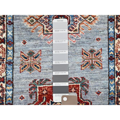 Kazak Wool Hand Knotted Rug Grey Beige 2.0X6.1 -O0198