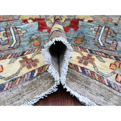 Tribal & Geometric Wool Hand Knotted Rug Grey 11.7x15.8 -O020002