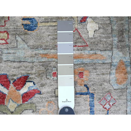 Tribal & Geometric Wool Hand Knotted Rug Grey 11.7x15.8 -O020002