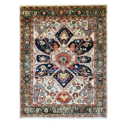 Heriz Wool Hand Knotted Rug Brown 8.2x9.11 -O020004
