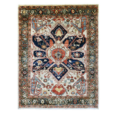 Heriz Wool Hand Knotted Rug Brown 8.2x9.11 -O020004