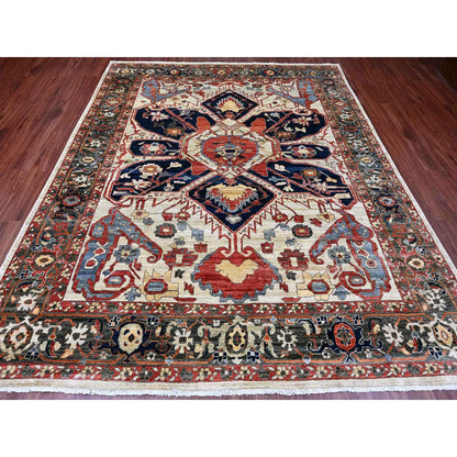 Heriz Wool Hand Knotted Rug Brown 8.2x9.11 -O020004