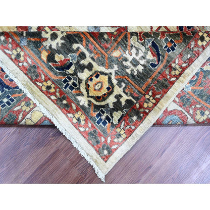 Heriz Wool Hand Knotted Rug Brown 8.2x9.11 -O020004