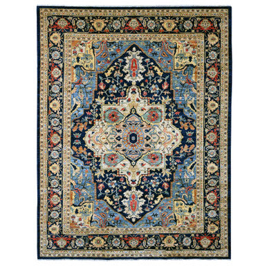 Heriz Wool Hand Knotted Rug Blue 9.2x11.10 -O020005