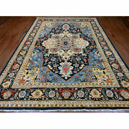 Heriz Wool Hand Knotted Rug Blue 9.2x11.10 -O020005