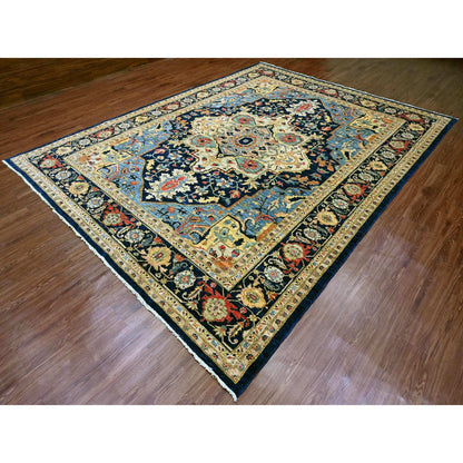 Heriz Wool Hand Knotted Rug Blue 9.2x11.10 -O020005