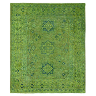 Kazak Wool Hand Knotted Rug Green 8.0x9.6 -O020012
