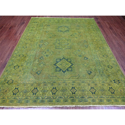 Kazak Wool Hand Knotted Rug Green 8.0x9.6 -O020012
