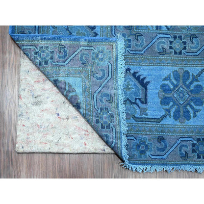 Oushak And Peshawar Wool Hand Knotted Rug Blue 7.11x9.9 -O020013