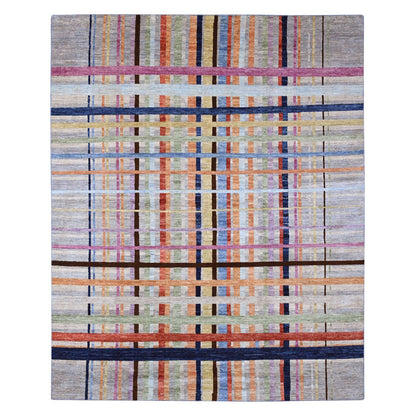 Modern and Contemporary Wool Hand Knotted Rug Grey 7.10x9.9 -O020019