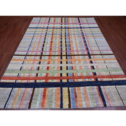Modern and Contemporary Wool Hand Knotted Rug Grey 7.10x9.9 -O020019