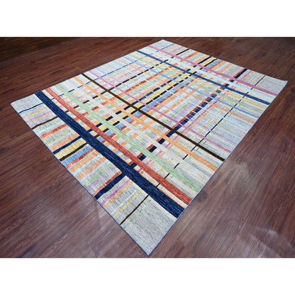Modern and Contemporary Wool Hand Knotted Rug Grey 7.10x9.9 -O020019
