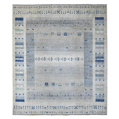 Tribal & Geometric Wool Hand Knotted Rug Ivory 8.3x9.7 -O020020