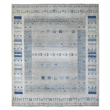 Tribal & Geometric Wool Hand Knotted Rug Ivory 8.3x9.7 -O020020