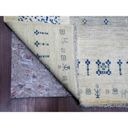 Tribal & Geometric Wool Hand Knotted Rug Ivory 8.3x9.7 -O020020
