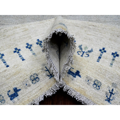Tribal & Geometric Wool Hand Knotted Rug Ivory 8.3x9.7 -O020020