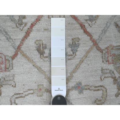 Oushak And Peshawar Wool Hand Knotted Rug Ivory 3.0x15.9 -O020027