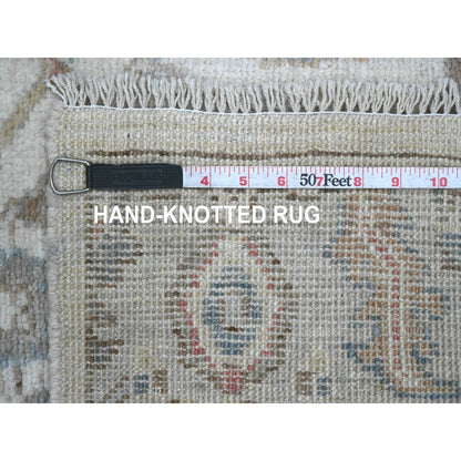 Oushak And Peshawar Wool Hand Knotted Rug Ivory 3.0x15.9 -O020027