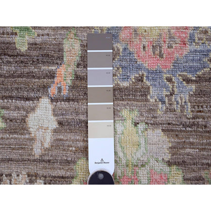 Oushak And Peshawar Wool Hand Knotted Rug Brown 3.0x9.8 -O020028