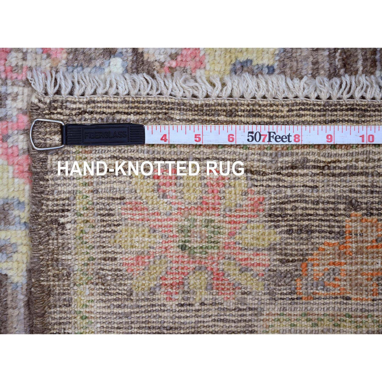 Brown 3'0" x 9'8" Oushak And Peshawar Hand knotted Wool Rug - Sku: O020028