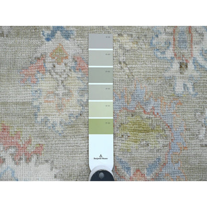 Oushak And Peshawar Wool Hand Knotted Rug Green 3.0x19.10 -O020031
