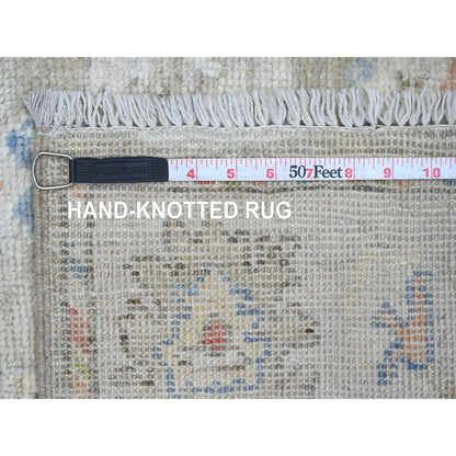 Oushak And Peshawar Wool Hand Knotted Rug Green 3.0x19.10 -O020031