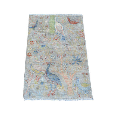 Oushak And Peshawar Wool Hand Knotted Rug Grey 2.1x3.1 -O020033