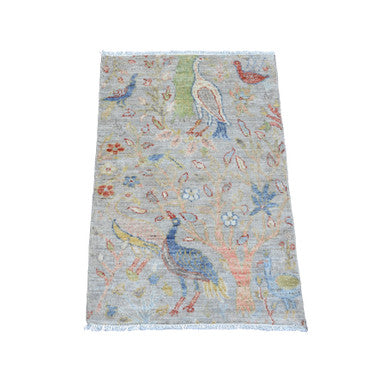 Oushak And Peshawar Wool Hand Knotted Rug Grey 2.1x3.1 -O020036