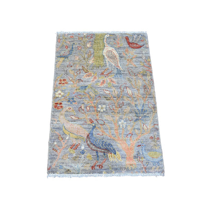 Oushak And Peshawar Wool Hand Knotted Rug Grey 2.1x3.1 -O020042