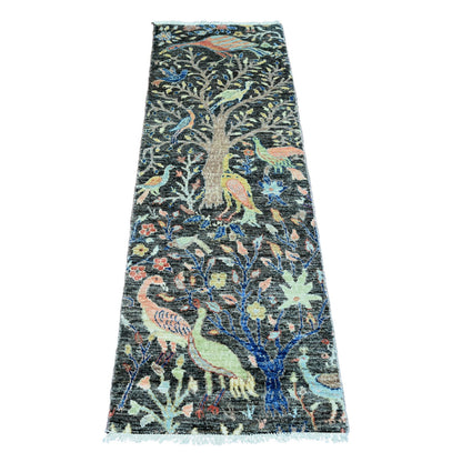 Oushak And Peshawar Wool Hand Knotted Rug Grey 2.0x6.2 -O020043