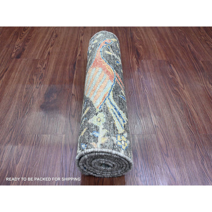 Oushak And Peshawar Wool Hand Knotted Rug Grey 2.0x6.2 -O020043
