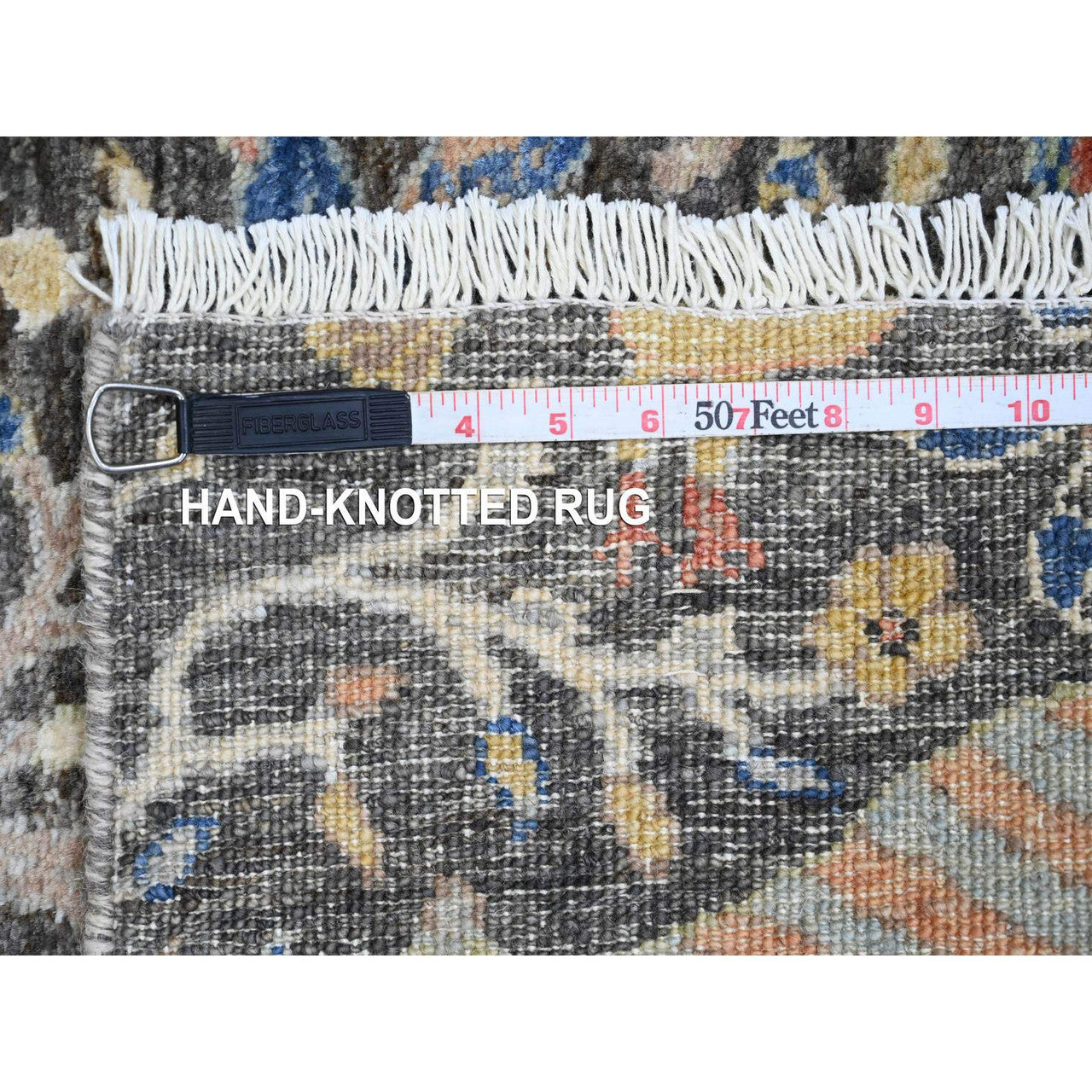 Gray 2'0" x 6'2" Oushak And Peshawar Hand knotted Wool Rug - Sku: O020043