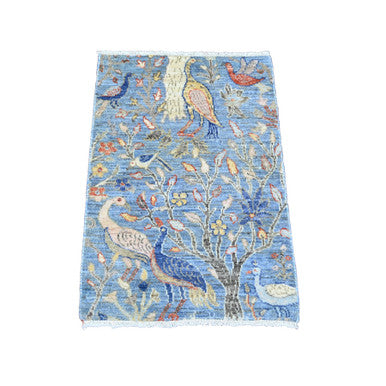 Oushak And Peshawar Wool Hand Knotted Rug Blue 2.0x2.11 -O020044
