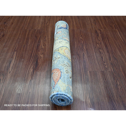 Oushak And Peshawar Wool Hand Knotted Rug Blue 2.0x2.11 -O020044