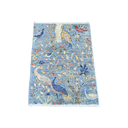 Oushak And Peshawar Wool Hand Knotted Rug Blue 2.1x2.11 -O020046